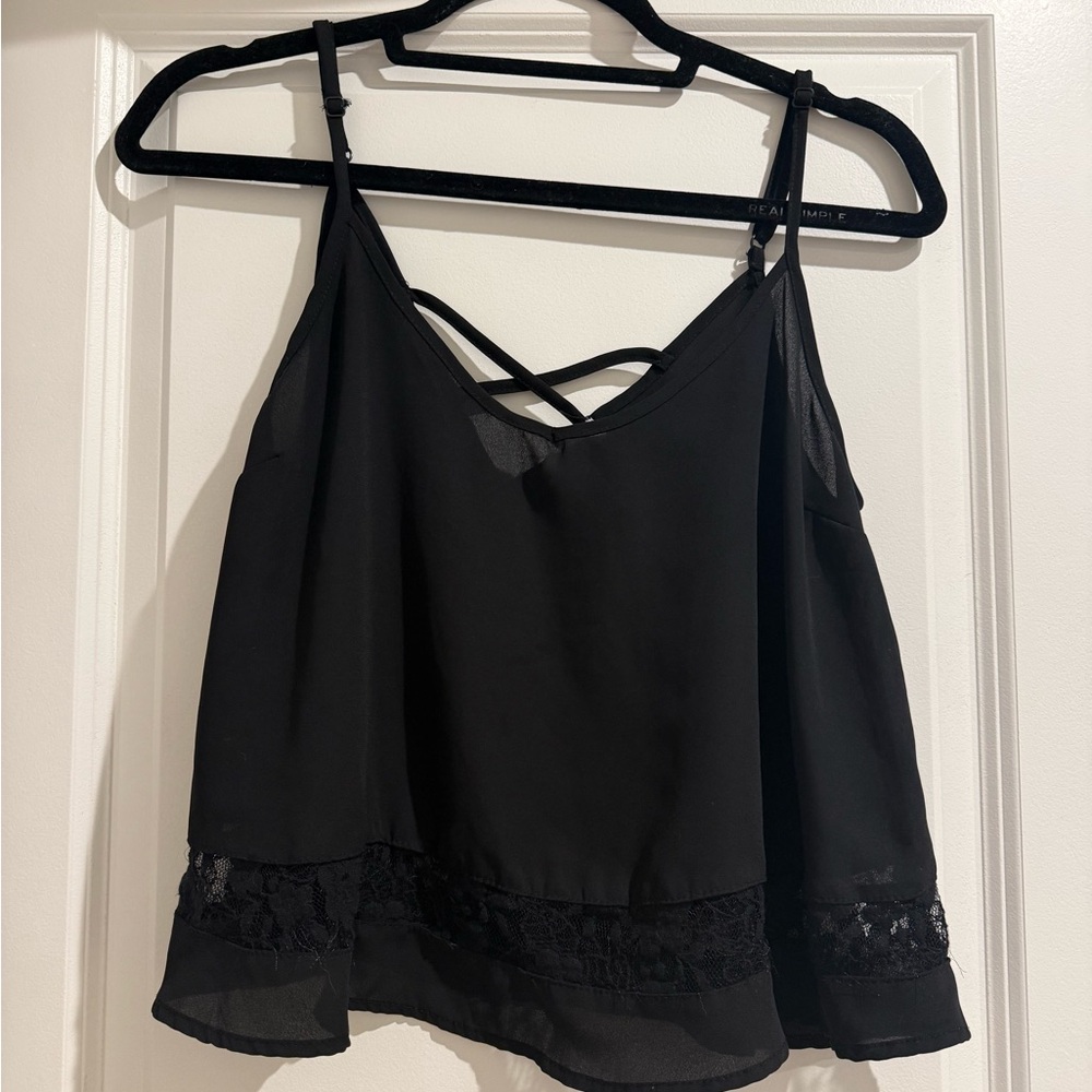 Black Lace-Trim Double-Strap Camisole